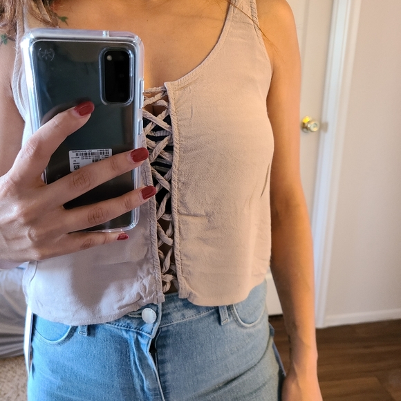 Mauve pink cut out crop top - Picture 2 of 5